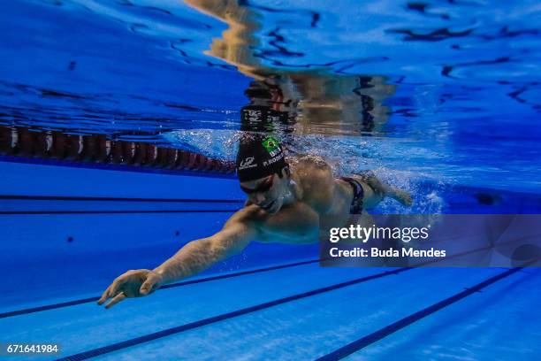 Phelipe Andrews Rodrigues of Brazil trains in the warm up pool during during 2017 Loterias Caixa Swimming Open Championship - Day 2 at Brazilian...