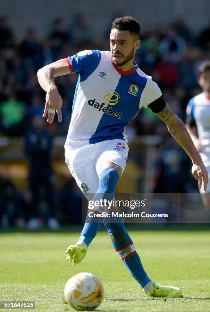 Derrick Williams of Blackburn Rovers during the Sky Bet Championship match between Wolverhampton Wanderers and Blackburn Rovers at Molineux on April...