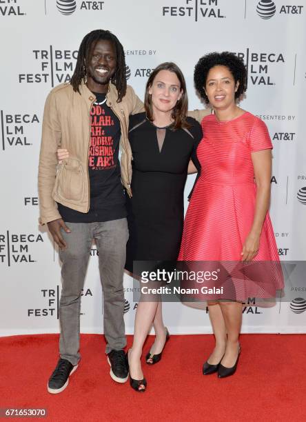 Musician Emmanuel Jal, Director Kate Brooks and Dr. Paula Kahumbu attends "The Last Animals" Premiere during 2017 Tribeca Film Festival at Cinepolis...