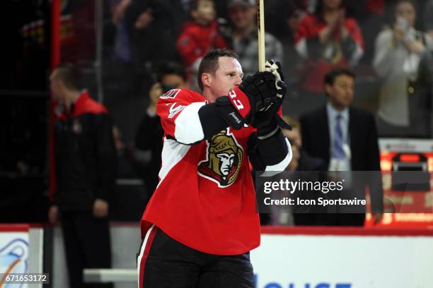 First star, with the game winning goal Ottawa Senators Defenceman Dion Phaneuf of game 2 of the first round of the 2017 NHL Stanley Cup Playoffs...