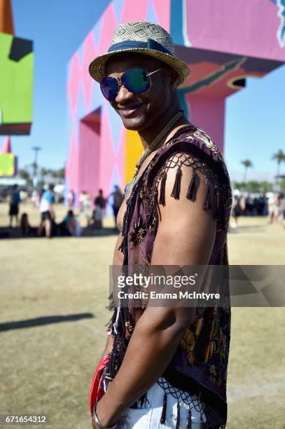 Festivalgoer attends day 2 of the 2017 Coachella Valley Music & Arts Festival at the Empire Polo Club on April 22, 2017 in Indio, California.