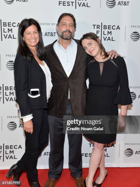 Laurie David, Dr. Samuel K. Wasser and Kate Brooks attend "The Last Animals" Premiere during 2017 Tribeca Film Festival at Cinepolis Chelsea on April...