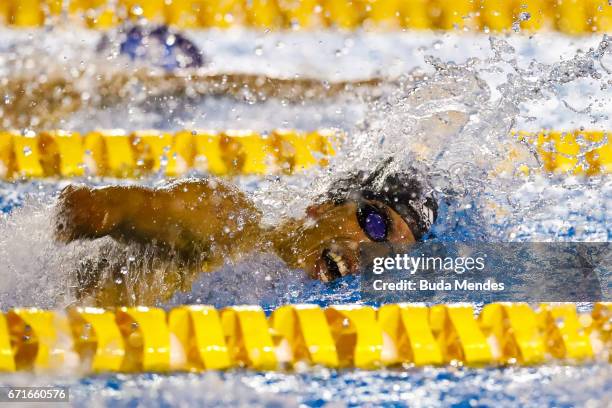 Daniel Dias of Brazil competes in the Men's 50m Freestyle on day 02 of the 2017 Loterias Caixa Swimming Open Championship - Day 2 at Brazilian...