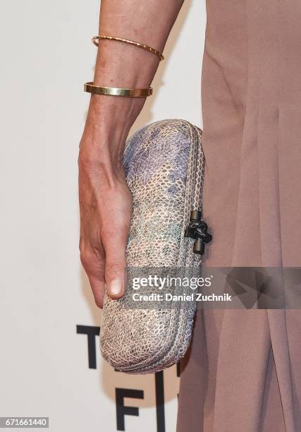 Andie MacDowell, purse detail, attends the 'Love After Love' premiere during the 2017 Tribeca Film Festival at SVA Theatre on April 22, 2017 in New...