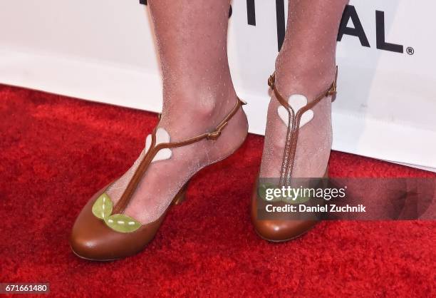 Andie MacDowell, shoes detail, attends the 'Love After Love' premiere during the 2017 Tribeca Film Festival at SVA Theatre on April 22, 2017 in New...