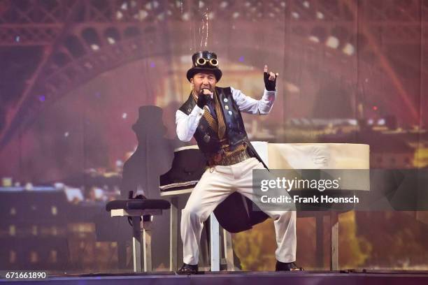 Swiss singer DJ Bobo performs live during a concert at the Mercedes-Benz Arena on April 22, 2017 in Berlin, Germany.