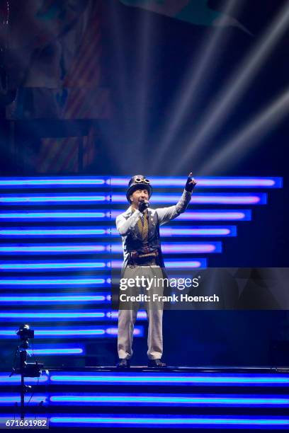 Swiss singer DJ Bobo performs live during a concert at the Mercedes-Benz Arena on April 22, 2017 in Berlin, Germany.