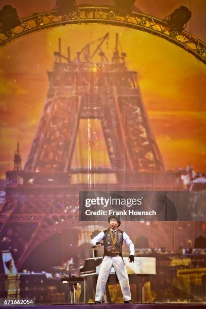 Swiss singer DJ Bobo performs live during a concert at the Mercedes-Benz Arena on April 22, 2017 in Berlin, Germany.