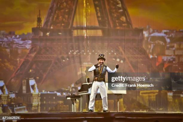 Swiss singer DJ Bobo performs live during a concert at the Mercedes-Benz Arena on April 22, 2017 in Berlin, Germany.