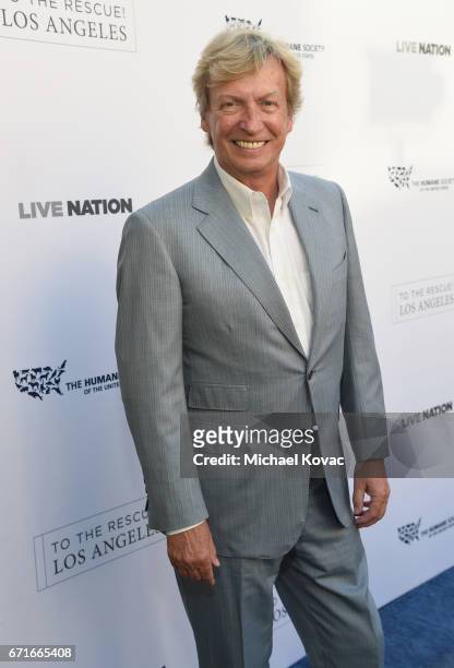 Tv personality Nigel Lythgoe at The Humane Society of the United States' To the Rescue Los Angeles Gala at Paramount Studios on April 22, 2017 in...