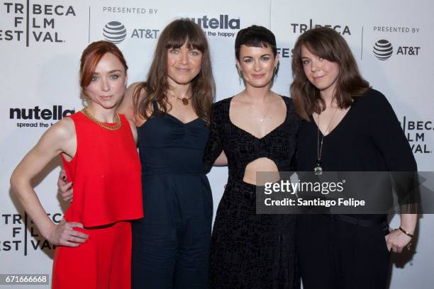 Emily Taaffe, Rebecca Cronshey, Georgia Oakley and Victoria Zalin attend the "Little Bird" premiere during the 2017 Tribeca Film Festival at Regal...