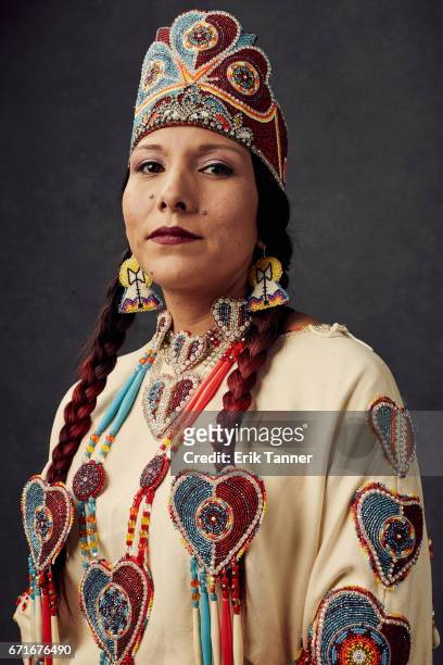 Floris White Bull from 'Awake, A Dream From Standing Rock' poses at the 2017 Tribeca Film Festival portrait studio on on April 22, 2017 in New York...