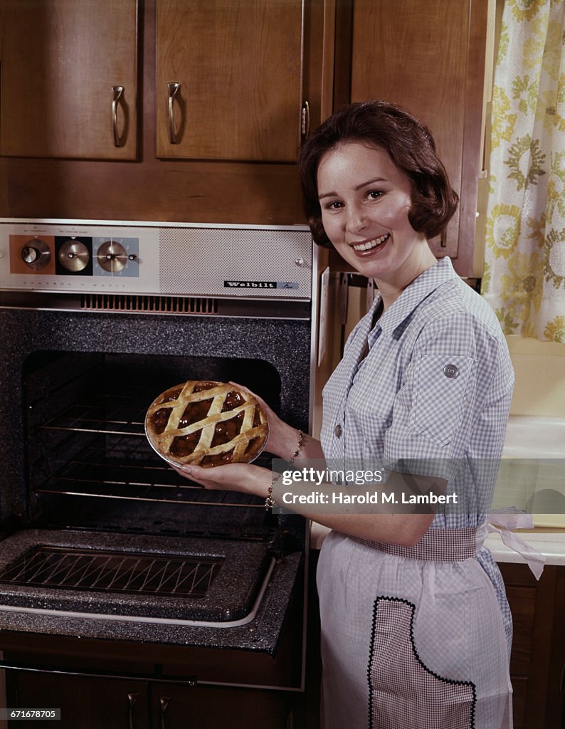 "Young Woman Holding Cherry Tart, Portrait "