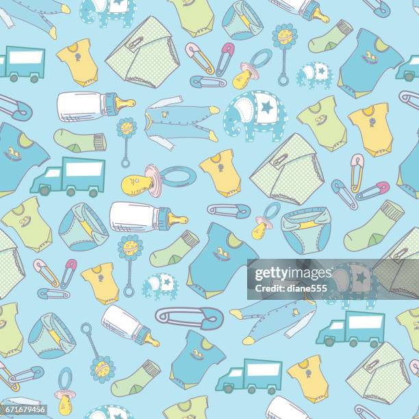 seamless baby background pattern - pyjamas stock illustrations