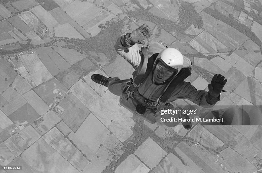 Parachutist During Jump