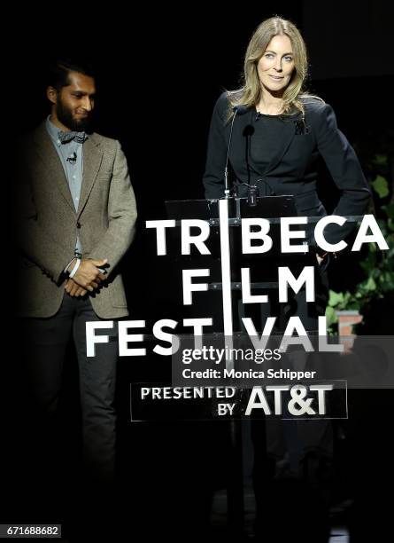 Writer and director Imraan Ismail and writer, director and producer Kathryn Bigelow speak on stage at "Tribeca Talks: Kathryn Bigelow & Imraan...