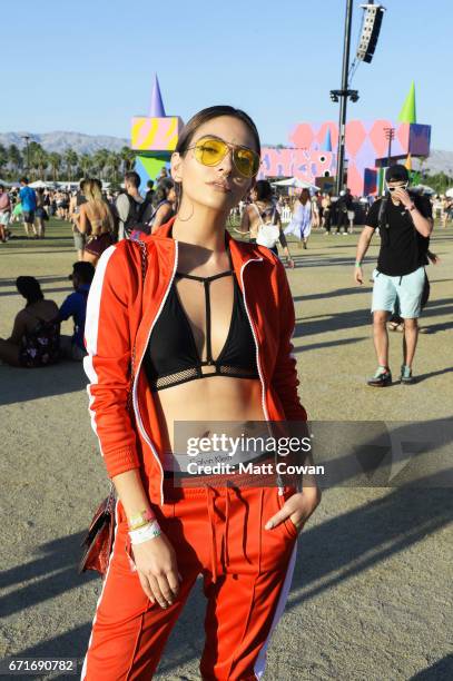 Festivalgoer attends day 2 of the 2017 Coachella Valley Music & Arts Festival at the Empire Polo Club on April 22, 2017 in Indio, California.