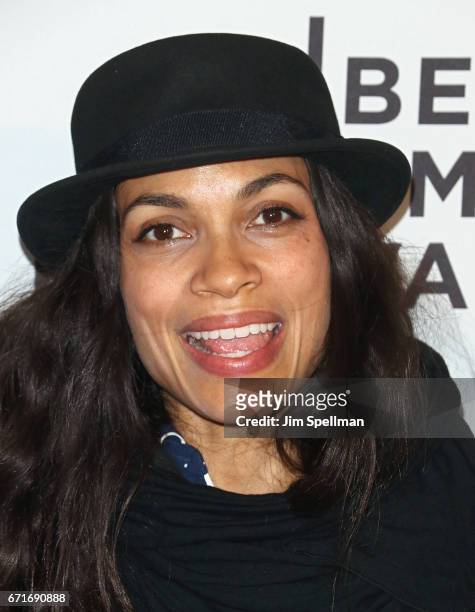 Actress Rosario Dawson attends "Awake: A Dream From Standing Rock" during the 2017 Tribeca Film Festival at Cinepolis Chelsea on April 22, 2017 in...