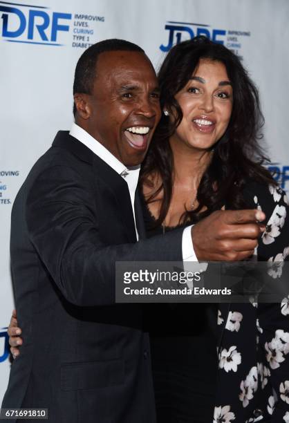 Boxer Sugar Ray Leonard and Bernadette Robi arrive at the JDRF LA Chapter's Imagine Gala at The Beverly Hilton Hotel on April 22, 2017 in Beverly...