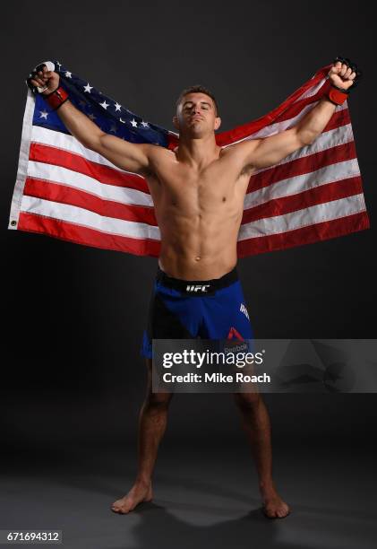 Al Iaquinta poses for a portrait backstage after his victory over Diego Sanchez during the UFC Fight Night event at Bridgestone Arena on April 22,...