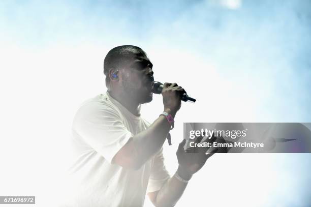 Rapper ScHoolboy Q performs at the Outdoor Theatre during day 2 of the 2017 Coachella Valley Music & Arts Festival at the Empire Polo Club on April...