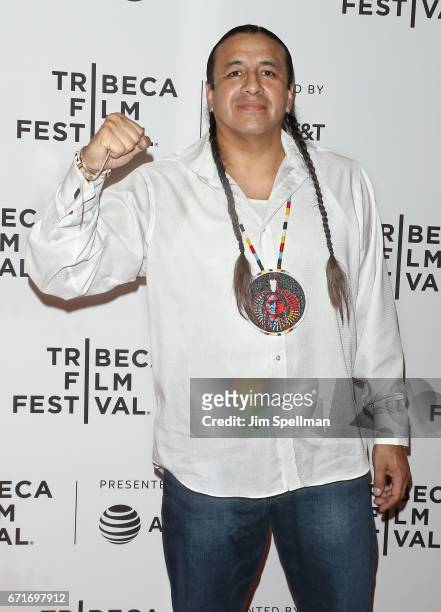 Doug Good Feather attends the "Awake: A Dream From Standing Rock" during the 2017 Tribeca Film Festival at Cinepolis Chelsea on April 22, 2017 in New...