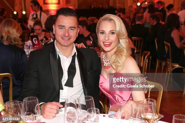 Andreas Gabalier and his girlfriend Silvia Schneider during the ROMY award at Hofburg Vienna on April 22, 2017 in Vienna, Austria.