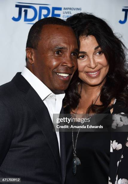 Boxer Sugar Ray Leonard and Bernadette Robi arrive at the JDRF LA Chapter's Imagine Gala at The Beverly Hilton Hotel on April 22, 2017 in Beverly...