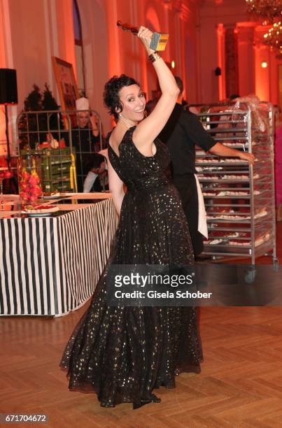 Ursula Strauss with award during the ROMY award at Hofburg Vienna on April 22, 2017 in Vienna, Austria.