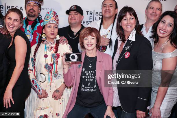 Actress Frances Fisher attends the 2017 Tribeca Film Festival 'Awake: A Dream From Standing Rock' at Cinepolis Chelsea on April 22, 2017 in New York...