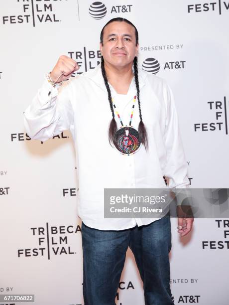 Doug Good Feather attends the 2017 Tribeca Film Festival 'Awake: A Dream From Standing Rock' at Cinepolis Chelsea on April 22, 2017 in New York City.