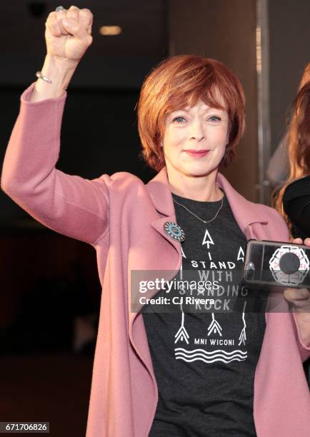 Actress Frances Fisher attends the 2017 Tribeca Film Festival 'Awake: A Dream From Standing Rock' at Cinepolis Chelsea on April 22, 2017 in New York...