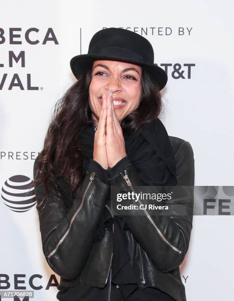 Rosario Dawson attends the 2017 Tribeca Film Festival 'Awake: A Dream From Standing Rock' at Cinepolis Chelsea on April 22, 2017 in New York City.
