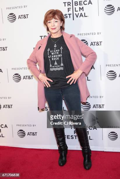 Actress Frances Fisher attends the 2017 Tribeca Film Festival 'Awake: A Dream From Standing Rock' at Cinepolis Chelsea on April 22, 2017 in New York...
