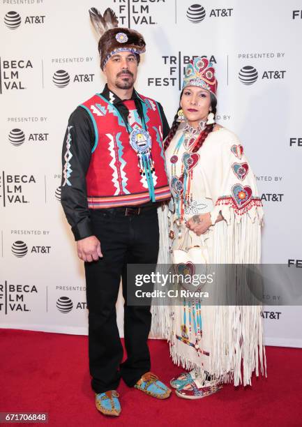 Floris White Bull , and guest attend the 2017 Tribeca Film Festival 'Awake: A Dream From Standing Rock' at Cinepolis Chelsea on April 22, 2017 in New...