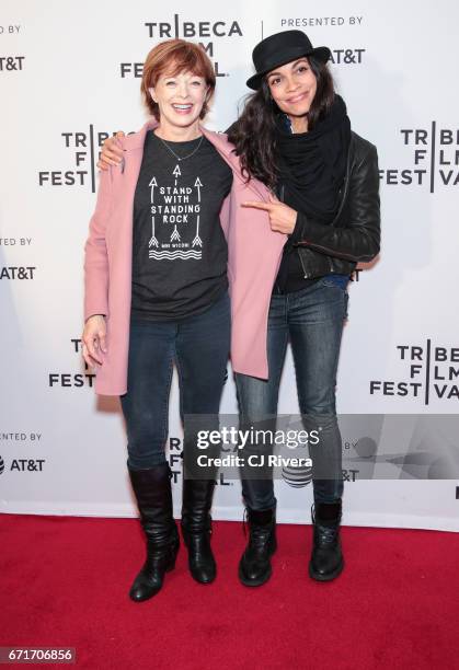 Actress Frances Fisher and Rosario Dawson attend the 2017 Tribeca Film Festival 'Awake: A Dream From Standing Rock' at Cinepolis Chelsea on April 22,...