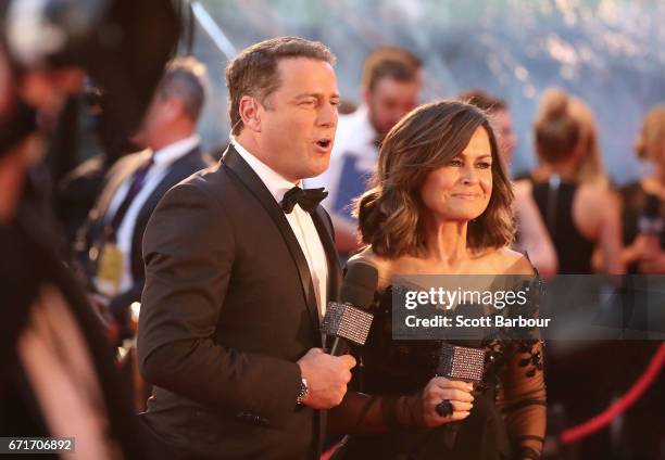 Karl Stefanovic and Lisa Wilkinson arrive at the 59th Annual Logie Awards at Crown Palladium on April 23, 2017 in Melbourne, Australia.