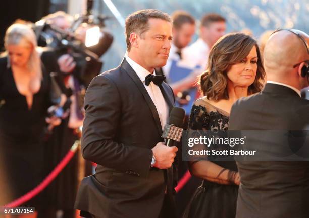 Karl Stefanovic and Lisa Wilkinson arrive at the 59th Annual Logie Awards at Crown Palladium on April 23, 2017 in Melbourne, Australia.