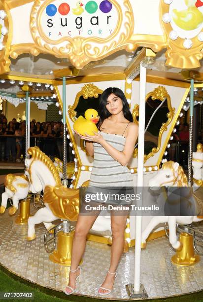 Kylie Jenner attends Sugar Factory American Brasserie at the Fashion Show mall on April 22, 2017 in Las Vegas, Nevada.