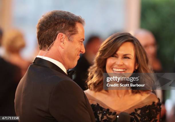 Karl Stefanovic and Lisa Wilkinson arrive at the 59th Annual Logie Awards at Crown Palladium on April 23, 2017 in Melbourne, Australia.