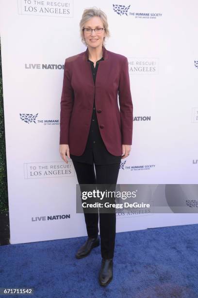 Actress Jane Lynch arrives at the Humane Society Of The United States' Annual To The Rescue! Los Angeles Benefit at Paramount Studios on April 22,...