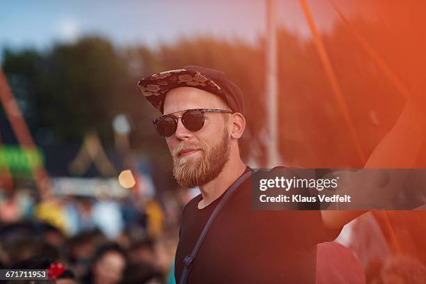 portrait of young man at music festival - festival day 1 stock pictures, royalty-free photos & images