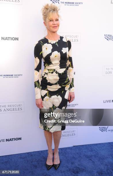 Melanie Griffith arrives at the Humane Society Of The United States' Annual To The Rescue! Los Angeles Benefit at Paramount Studios on April 22, 2017...