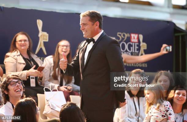 Karl Stefanovic speaks to the crowd at the 59th Annual Logie Awards at Crown Palladium on April 23, 2017 in Melbourne, Australia.