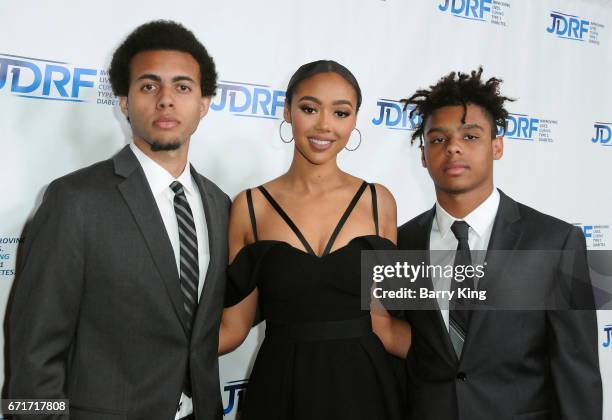 Tyler Harris, Bella Harris and honoree Max Harris attend JDRF LA Chapter's Imagine Gala at The Beverly Hilton Hotel on April 22, 2017 in Beverly...