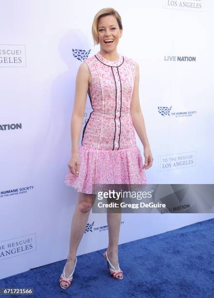 Actress Elizabeth Banks arrives at the Humane Society Of The United States' Annual To The Rescue! Los Angeles Benefit at Paramount Studios on April...