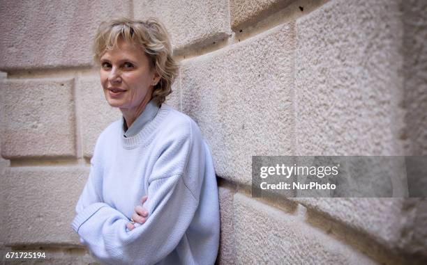 American novelist Siri Hustvedt in Barcelona, Spain, poses for press during the presentation of her last compilation in Barcelona, April 21, 2017.