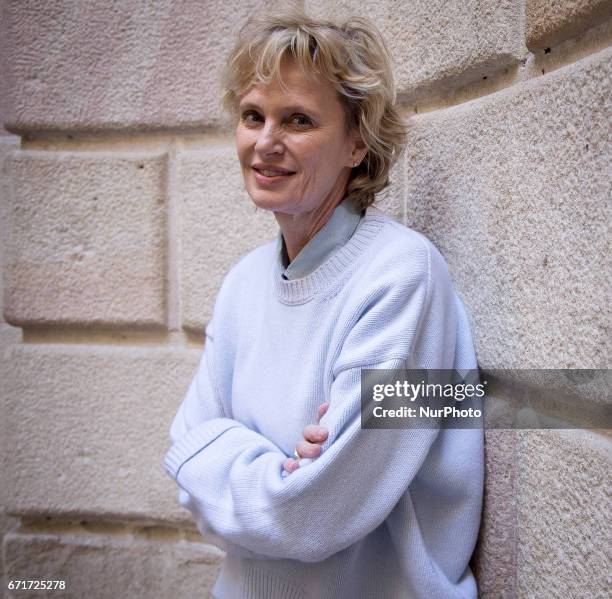 American novelist Siri Hustvedt in Barcelona, Spain, poses for press during the presentation of her last compilation in Barcelona, April 21, 2017.