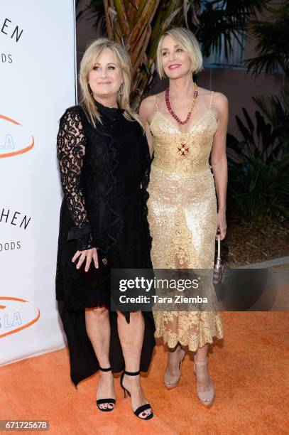 Actress Sharon Stone and philanthropist Kelly Stone attend Lupus LA's 2017 Orange Ball: Rocket To A Cure at California Science Center on April 22,...