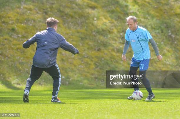 Donald Tusk, President of the European Council is seen on 22 April 2017 in Sopot, Poland Tusk plays soccer game organized by his friends, to...